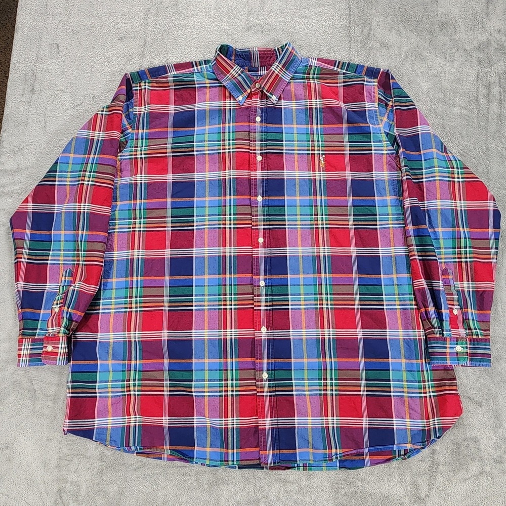Polo Ralph Lauren Shirt Mens 3XLT Multicolor‎ Plaid Classic Fit Button Down LS